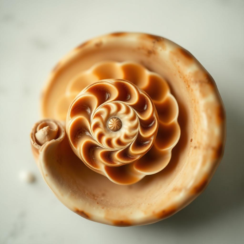 Cross-section of a spiral shell, warm desaturated tones